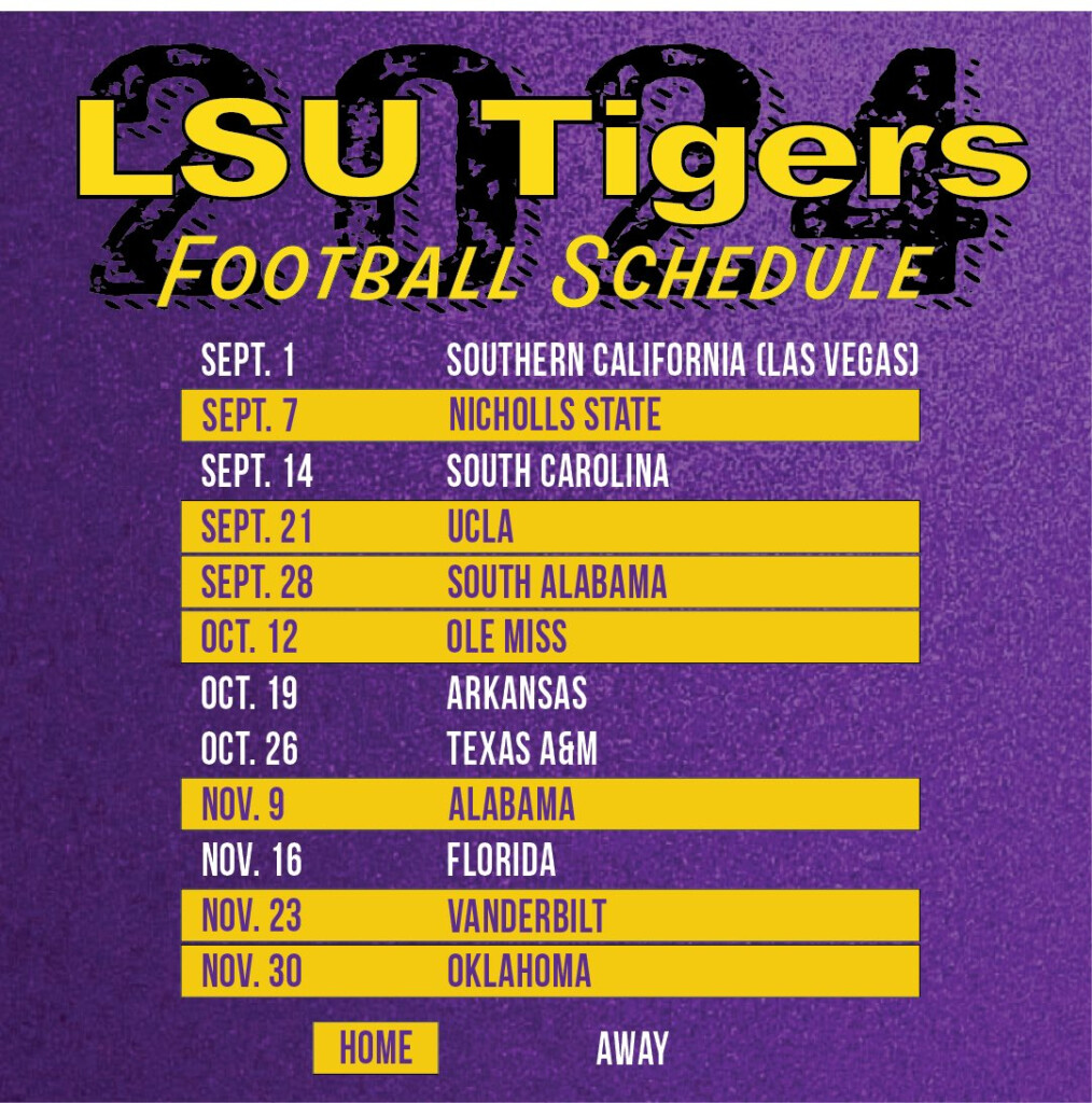 Lsu Football 2024 Football Schedule Printable Shaun Devondra