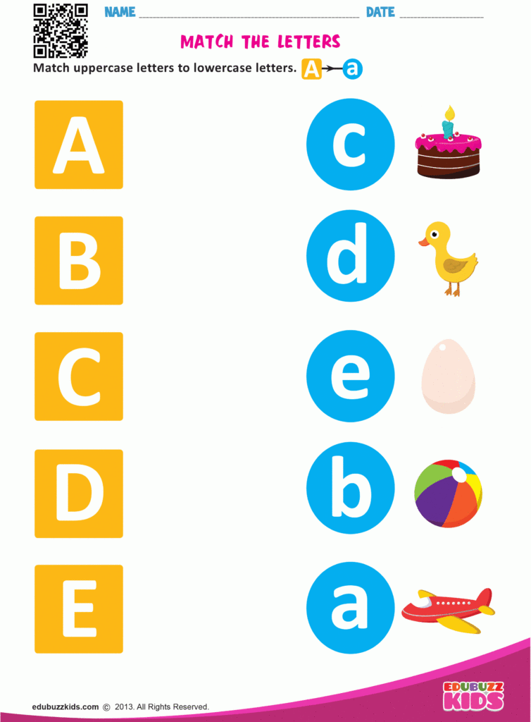 MATCH THE LETTERS Alphabet Worksheets Preschool Kids Math Worksheets Kindergarten Phonics