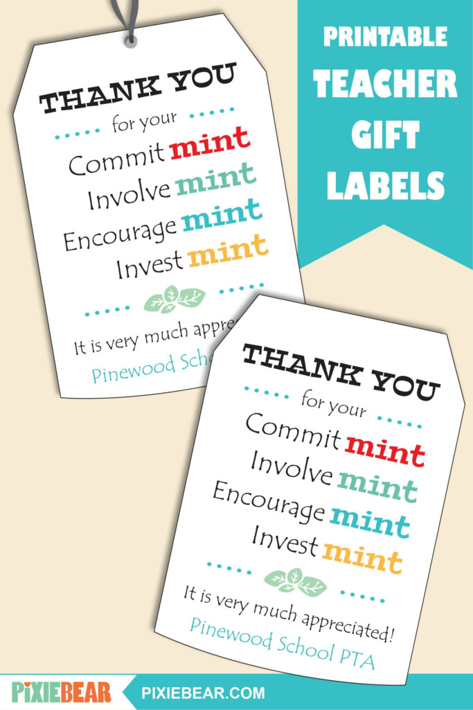 Mint Teacher Appreciation Thank You Tags Printable Mint Teacher Gift Tags Teacher Appreciation