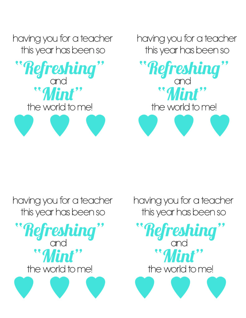 Mints Teacher Gift With Free Printable