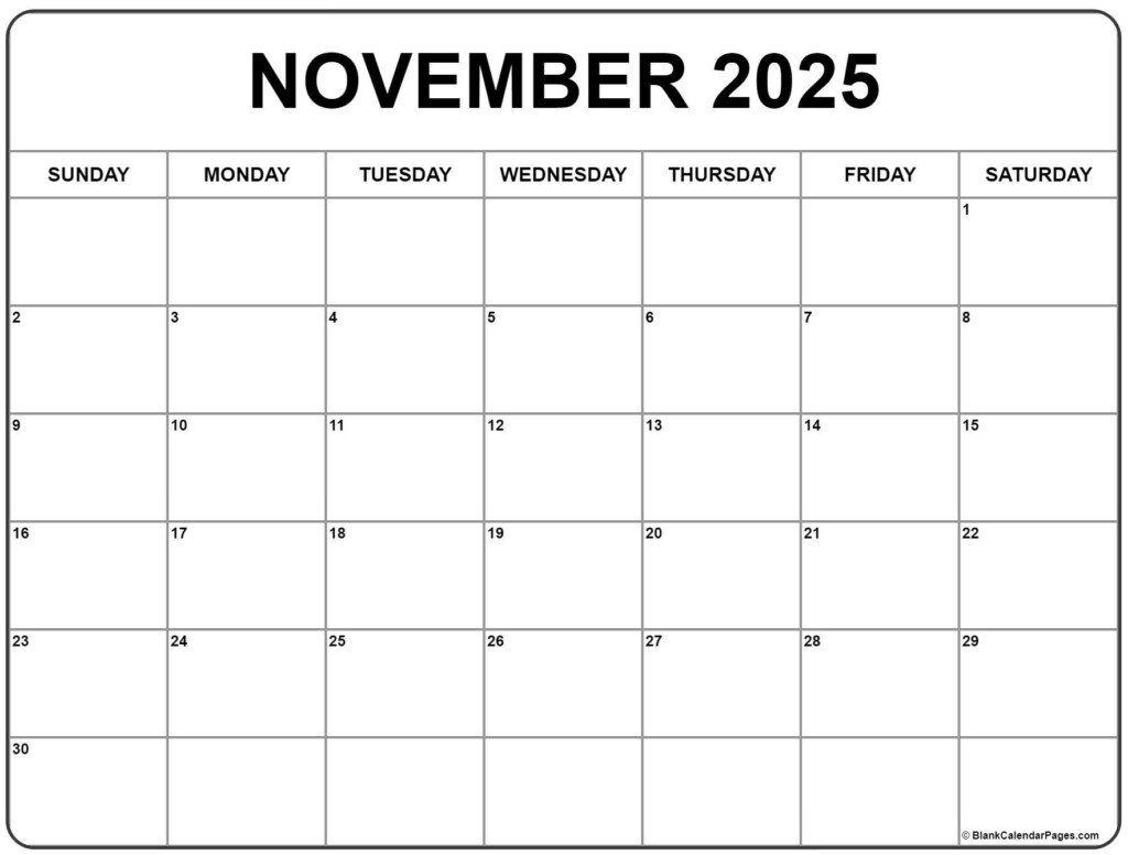November 2025 Calendar Free Printable Calendars