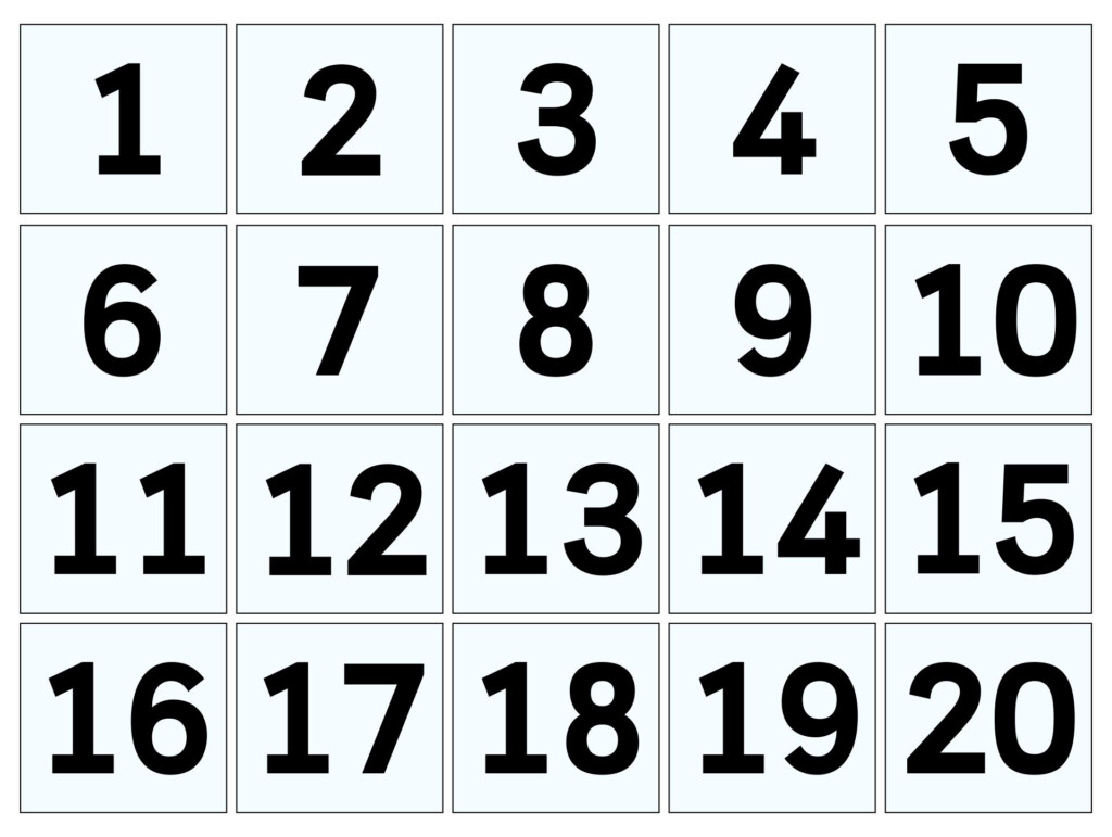 Number Cards 1 20 Printable