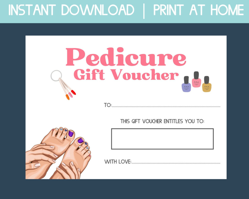 Pedicure Gift Voucher Nail Salon Gift Card Printable Gift Card Birthday Gift Certificate