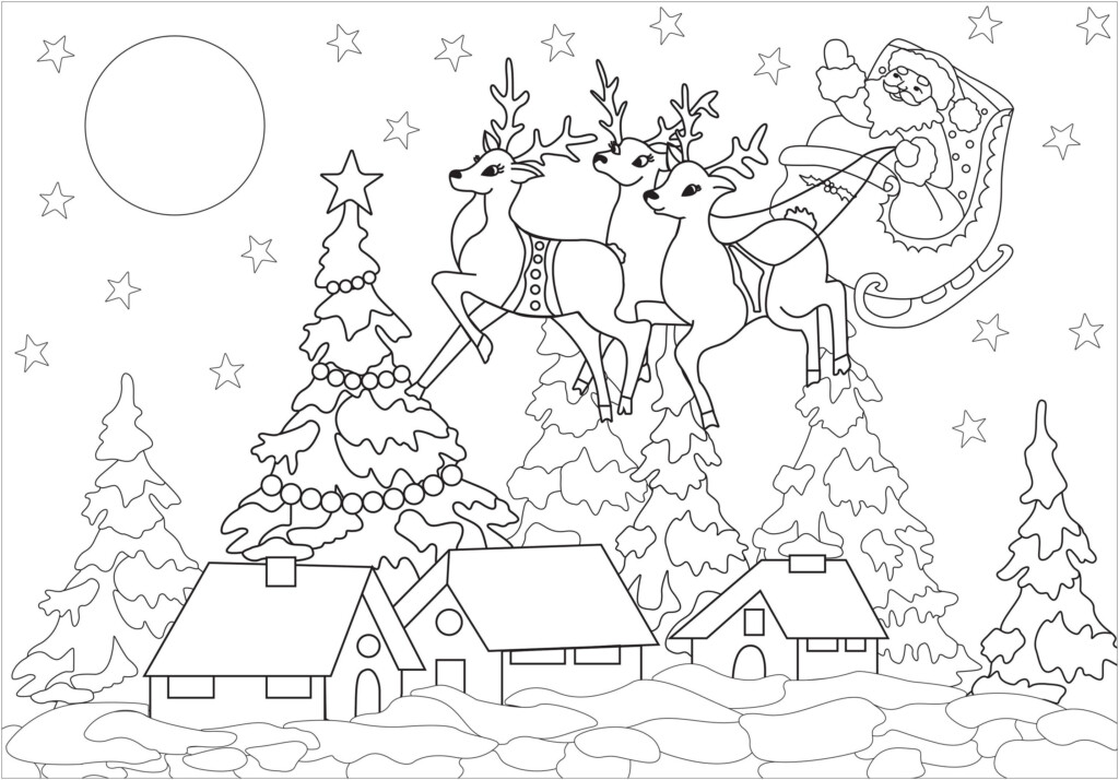 Pretty Christmas Village Christmas Kids Coloring Pages