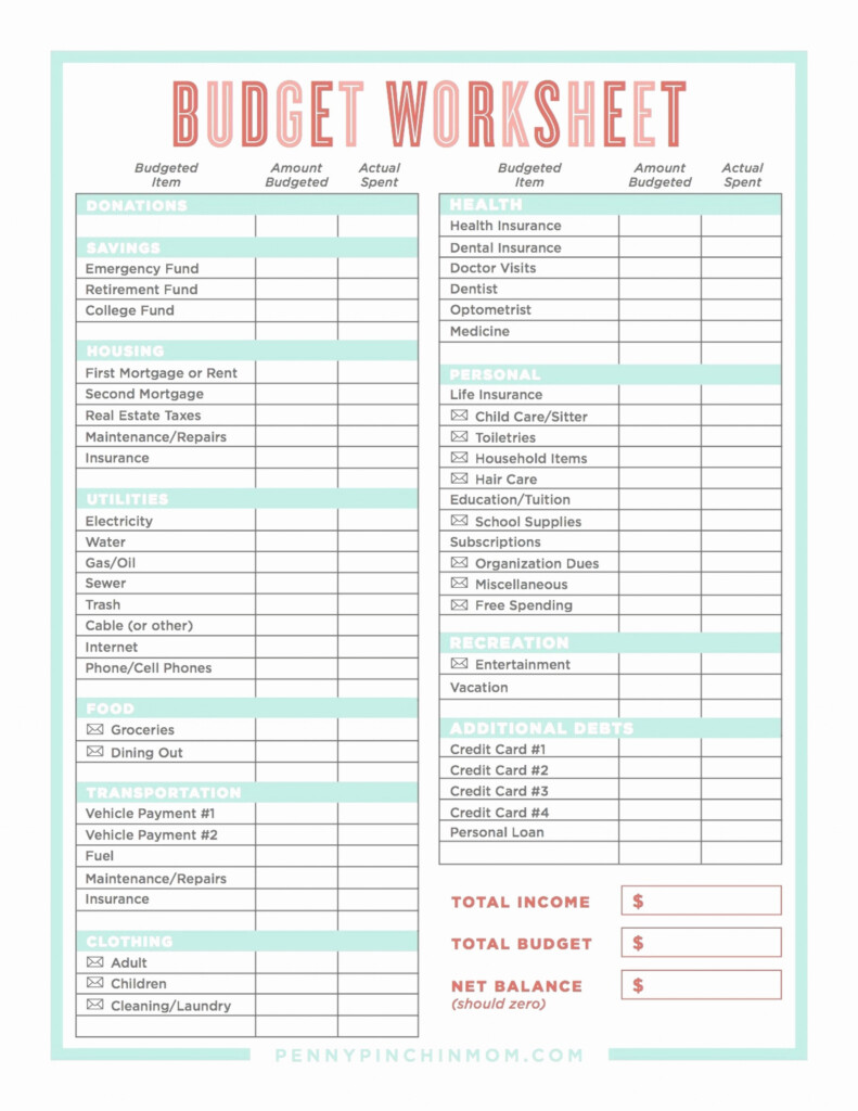 Printable Budget Worksheet Dave Ramsey Free Printable Worksheet