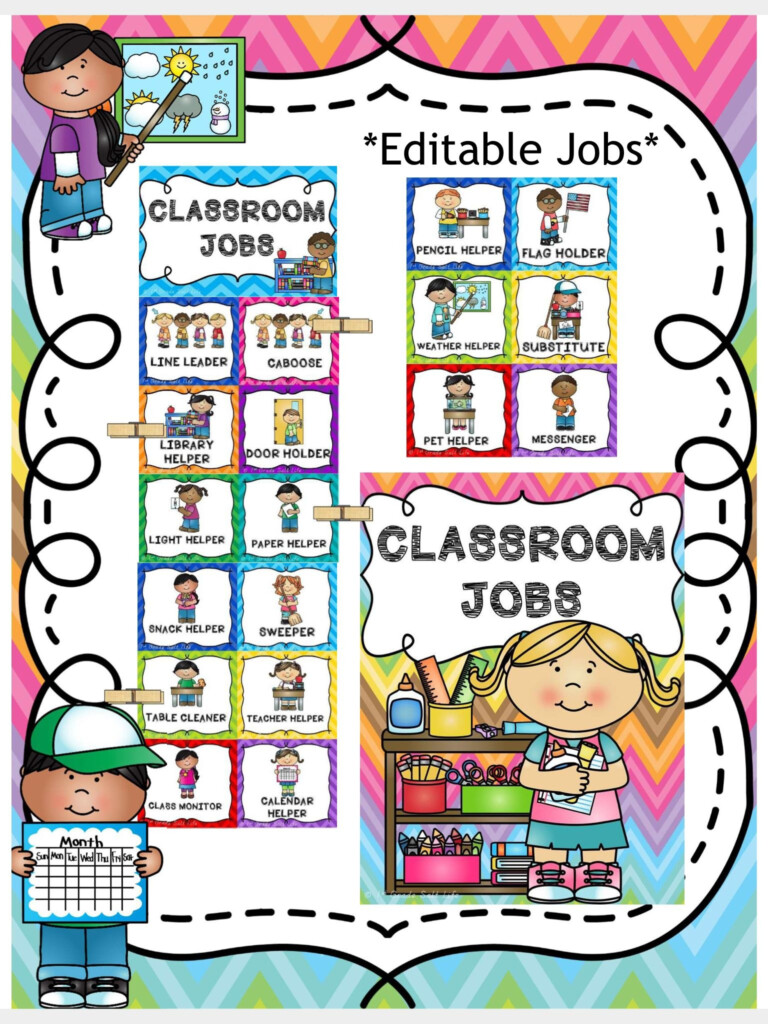 Printable Classroom Job Chart Labels