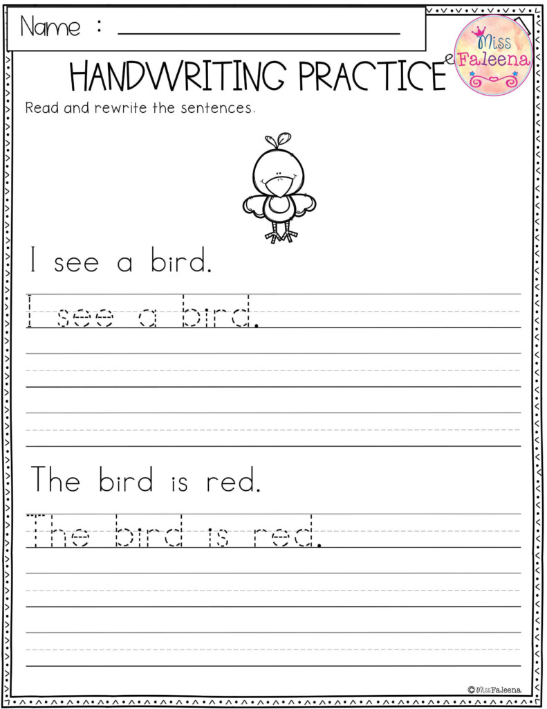 Printable Handwriting Kindergarten Writing Sentences Worksheets Free Printable Kindergarten