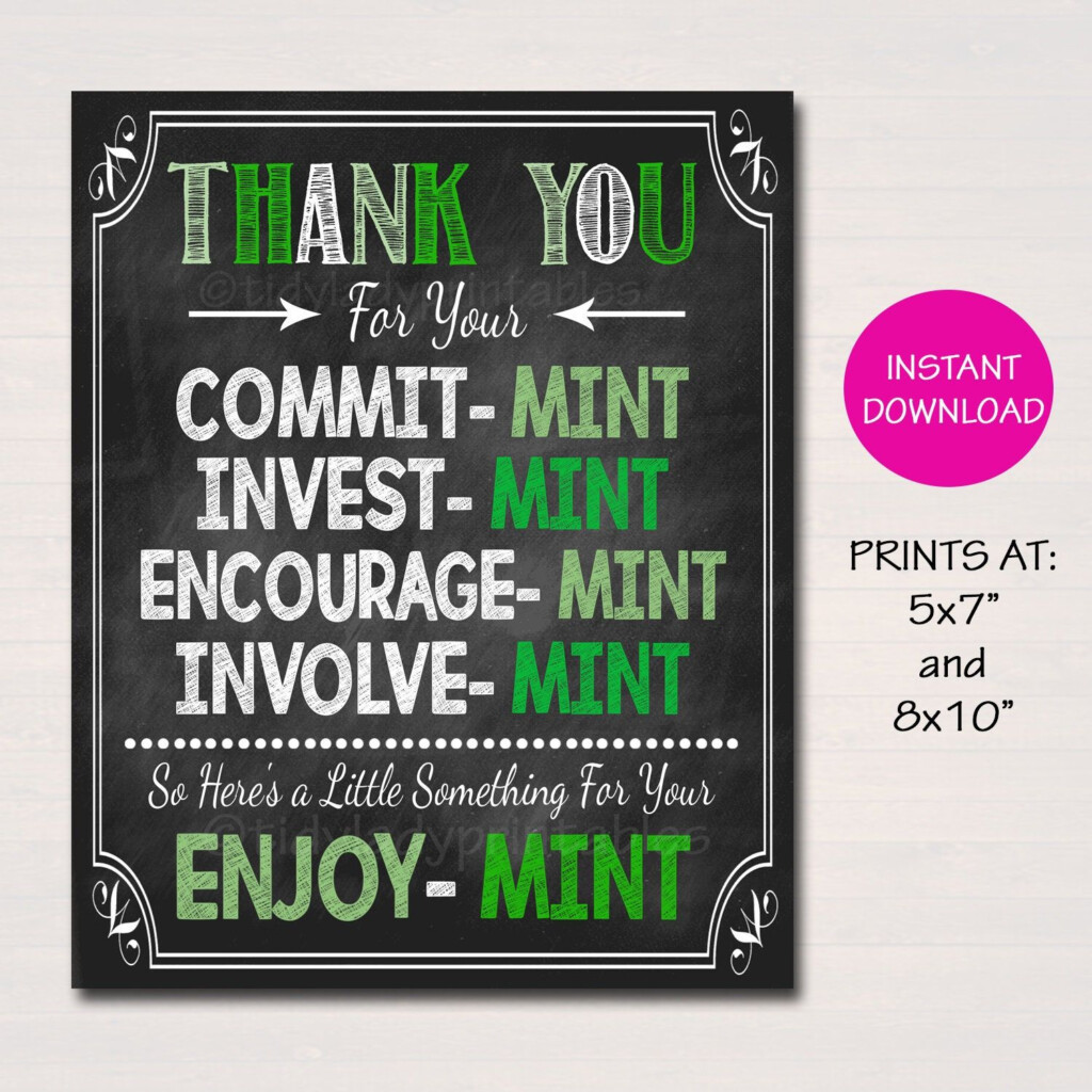 Printable Mint Thank You Decor Sign Volunteer Staff Teacher Appreciation School Pto Pta Thank