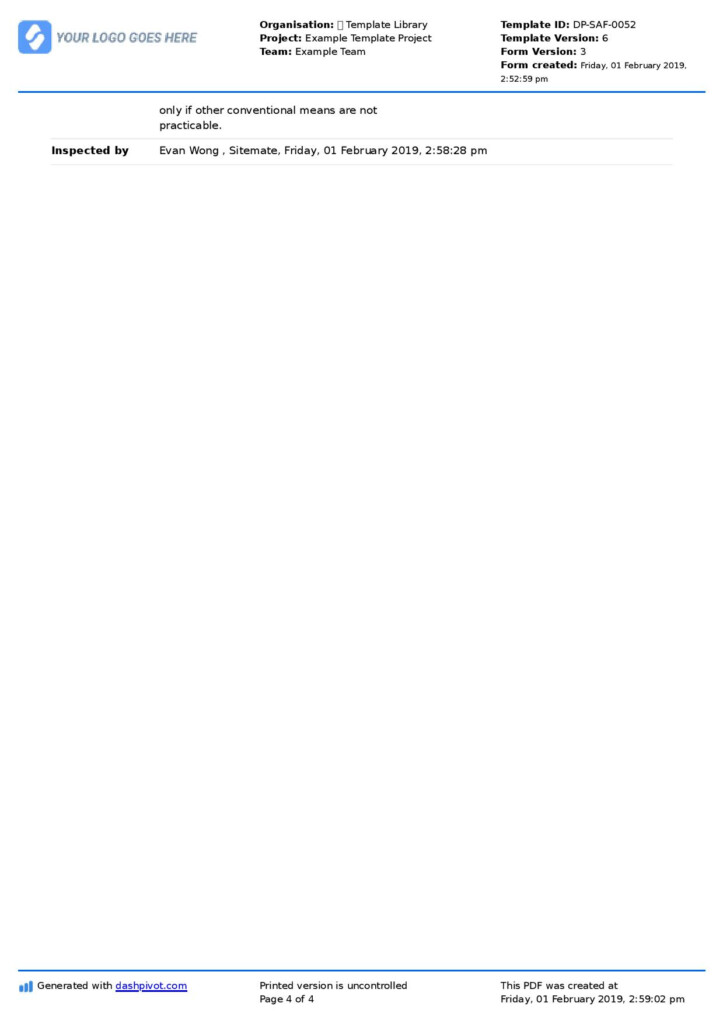 Printable Scaffold Inspection Checklist