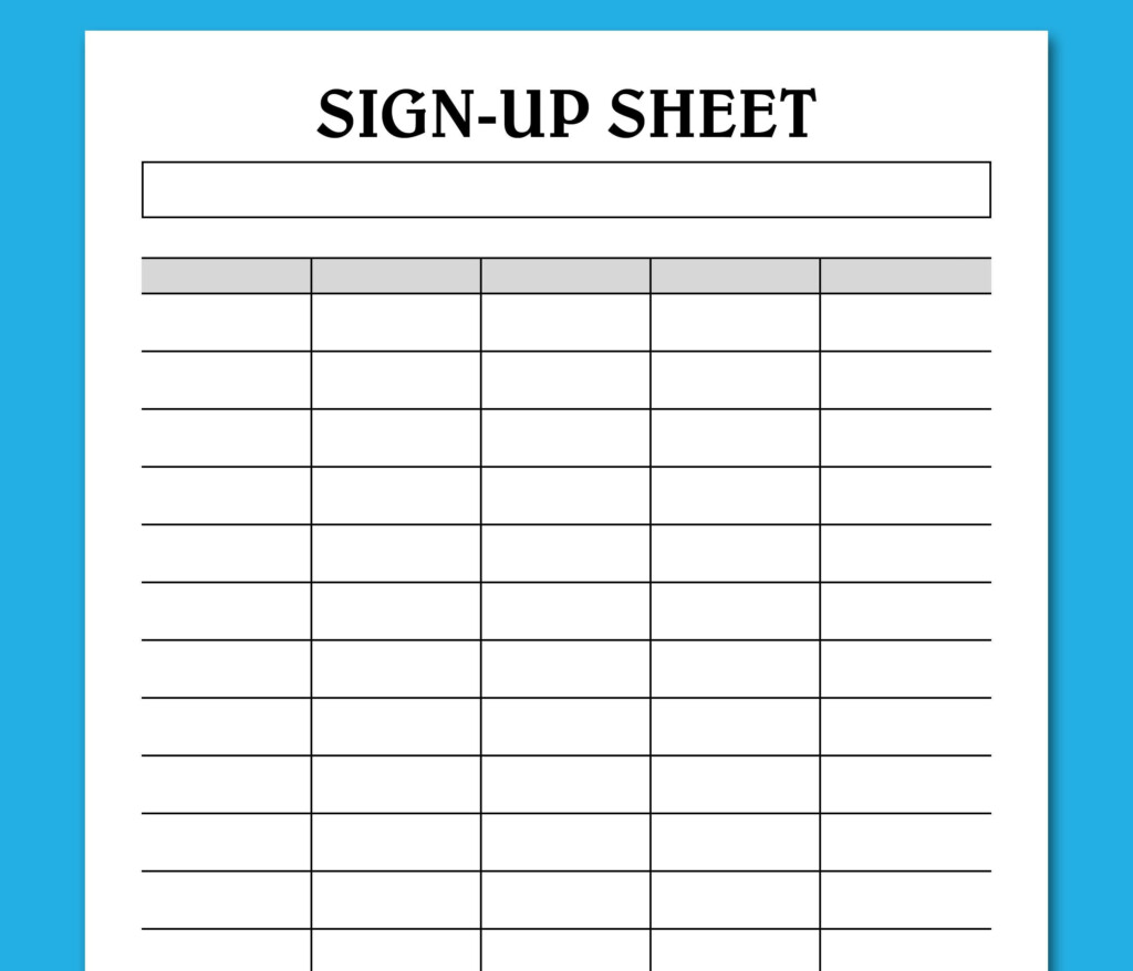 Printable Sign Up Form