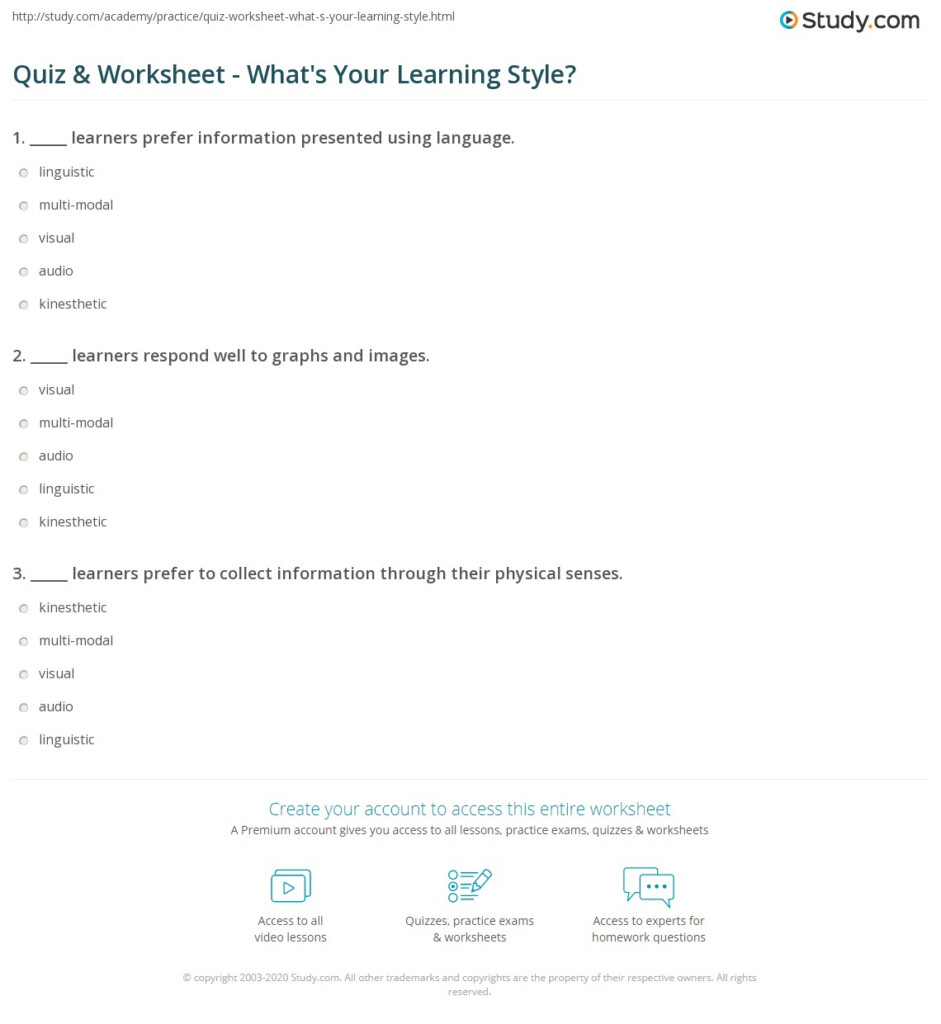 Quiz Worksheet What S Your Learning Style Study