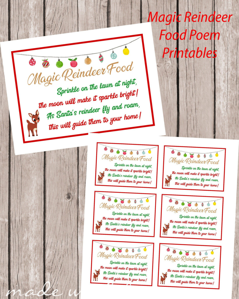 Reindeer Food Poem Printable