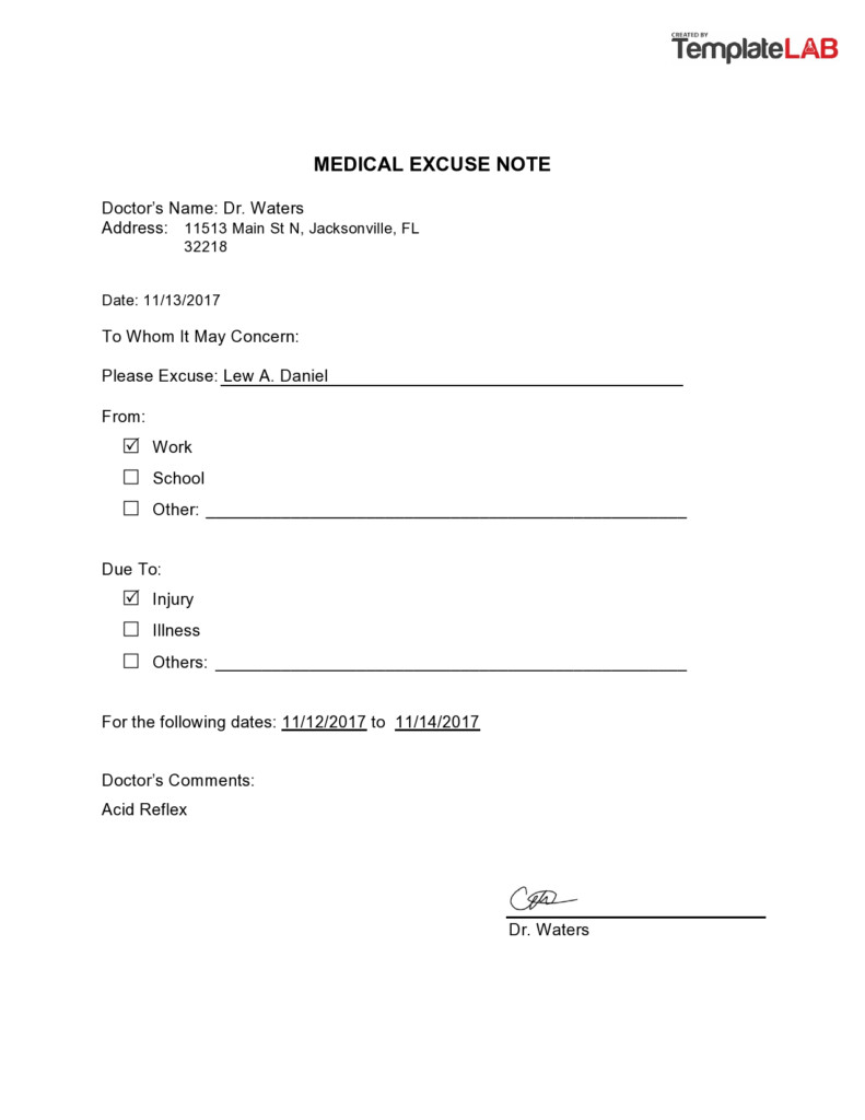 Self Certificate Sick Note Template