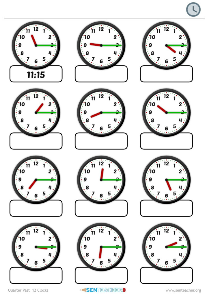 SEN Teacher Clocks Telling Time Printable Worksheet Clock Worksheets Time Worksheets