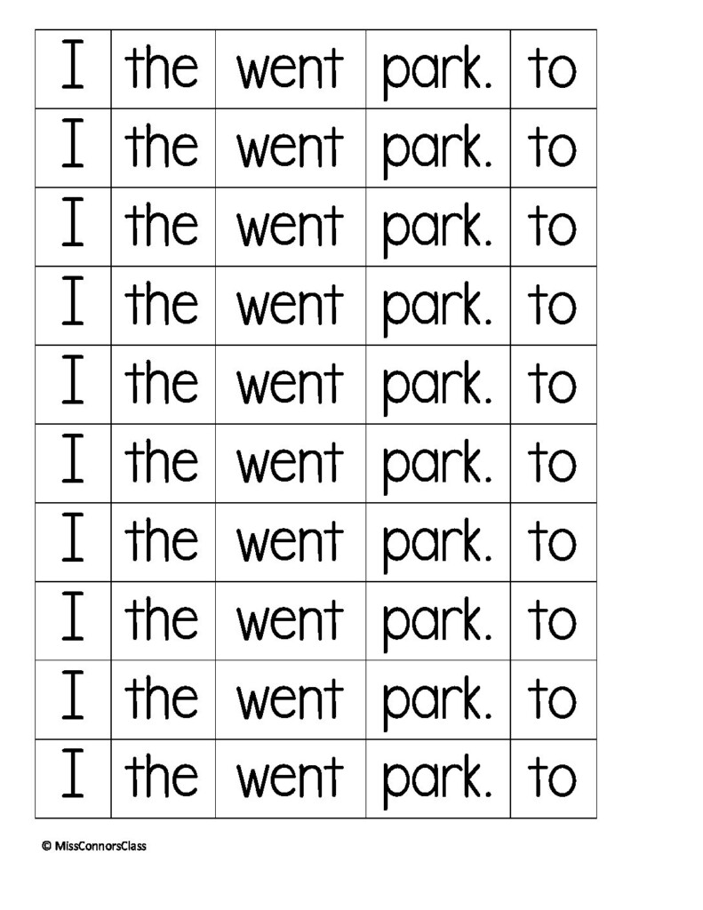 Sentence Cut Out Strips For On Teacha 