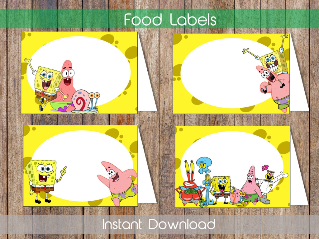 Spongebob Food Labels Spongebob Food Tent Labels Spongebob Etsy