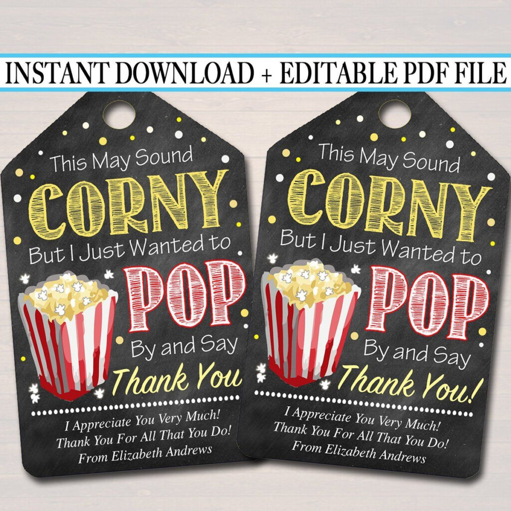 Teacher Staff Appreciation Popcorn Thank You Tags Printable Volunteer Appreciation Gifts