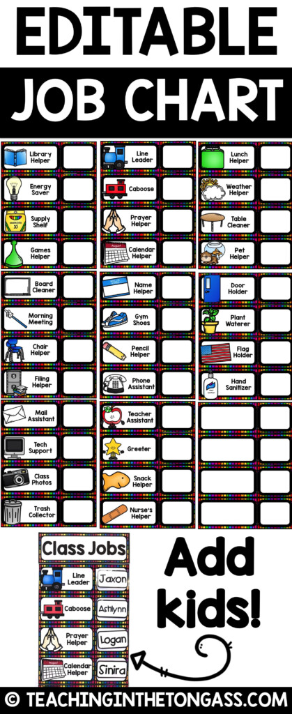 Teaching In The Tongass Teaching Ideas And Printable Resources Classroom Job Chart