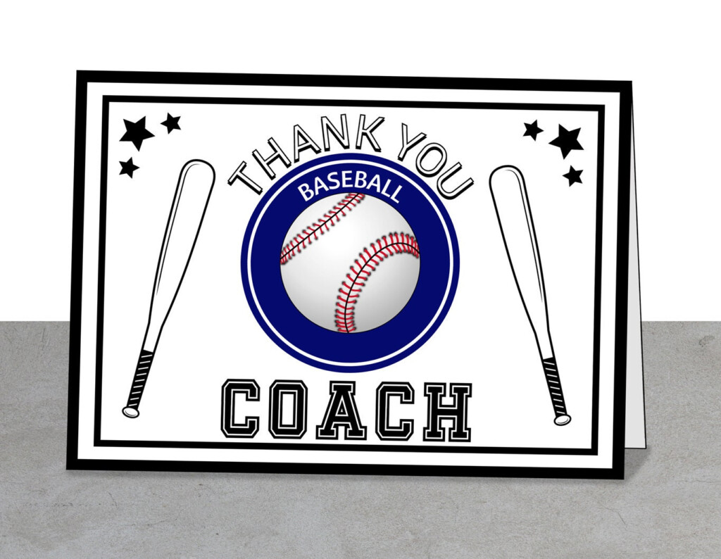 Thank You Baseball Coach Greeting Card Printable