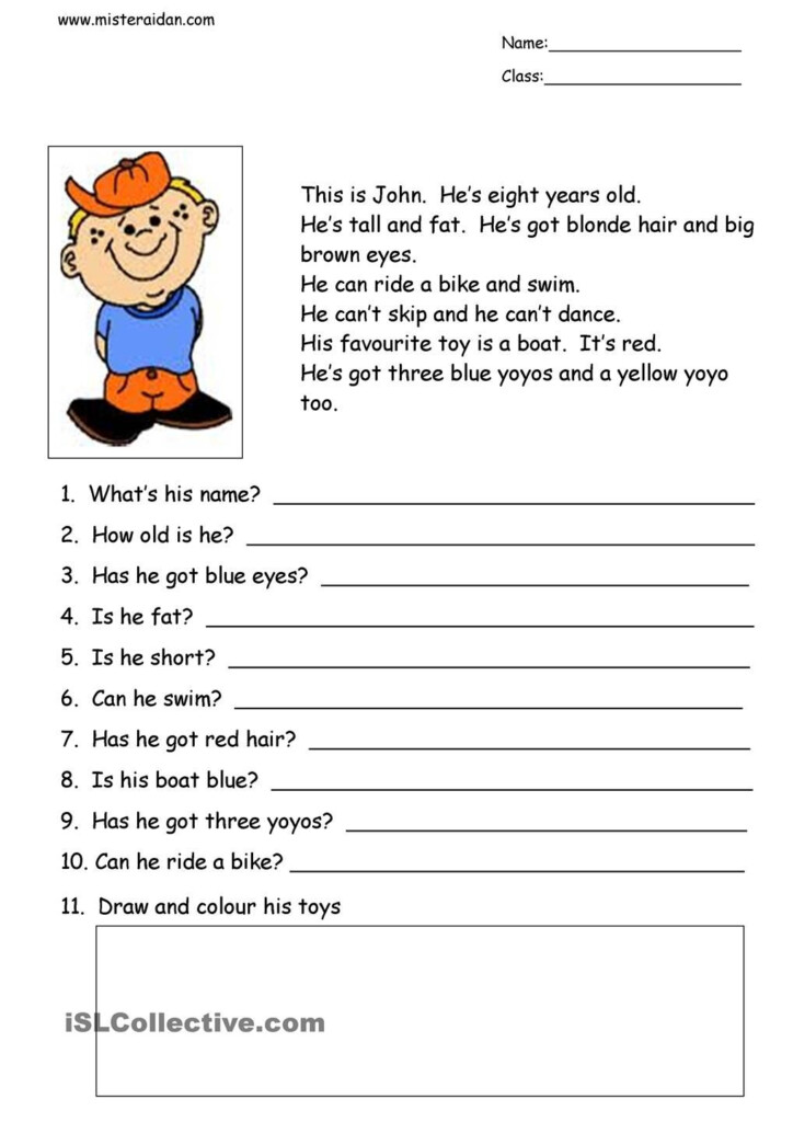 This Is John Simple Reading Comprehension Reading Comprehension Activities Comprehension