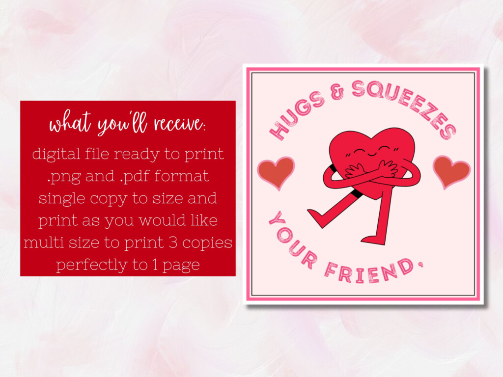 Valentine Printable Hugs Squeezes Digital Download Squeeze Pouch Valentine Etsy