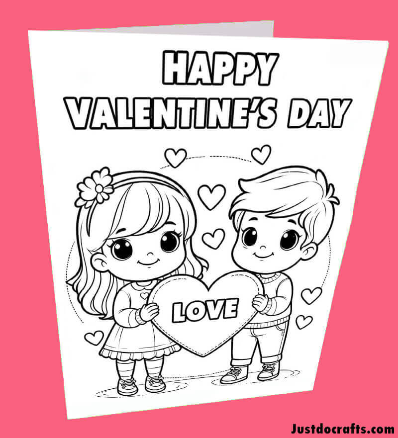 Valentine S Day Cards To Color Free Printable Just Do Crafts
