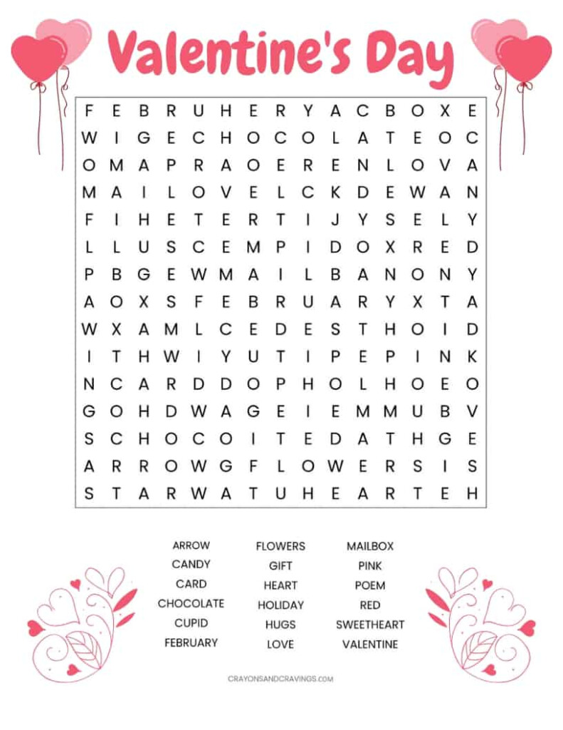 Valentine S Word Search Free Printable Worksheet
