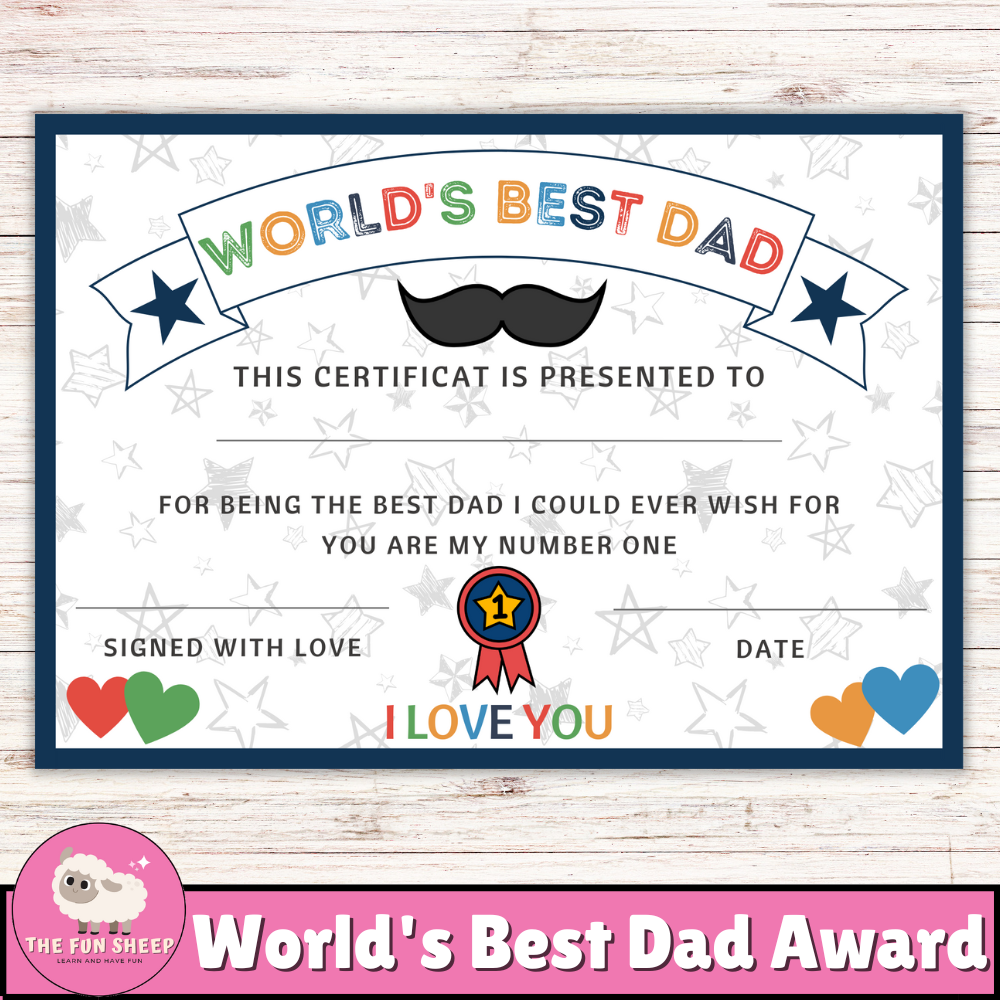 World S Best Dad Award Printable Father S Day Certificate Personalized Gift For Dad Made By